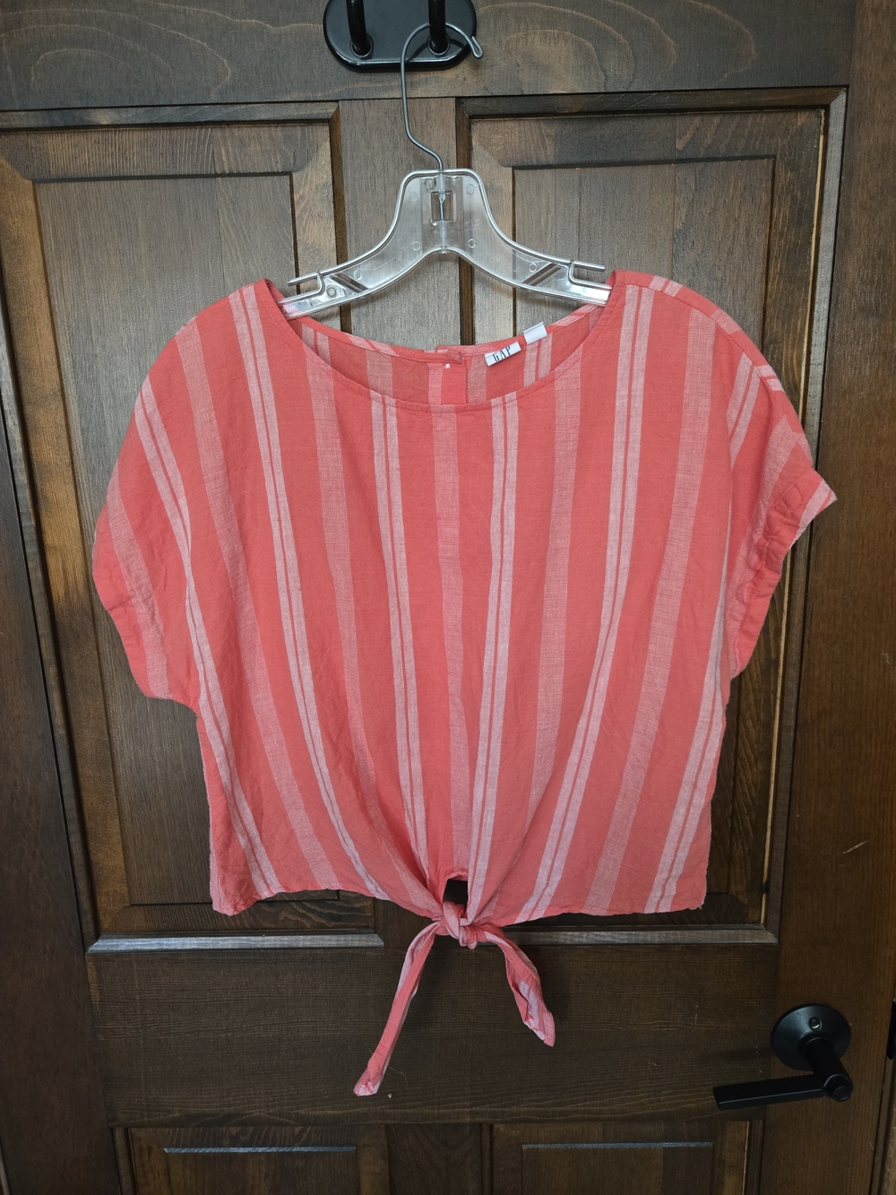 GAP Coral Stripe Tie-Front Crop Top